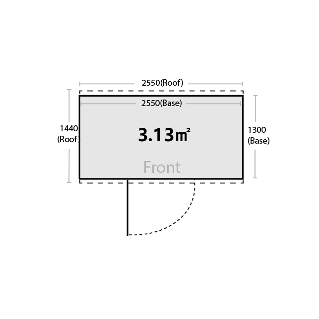 2.55m x 1.30m Garden Sheds Grey