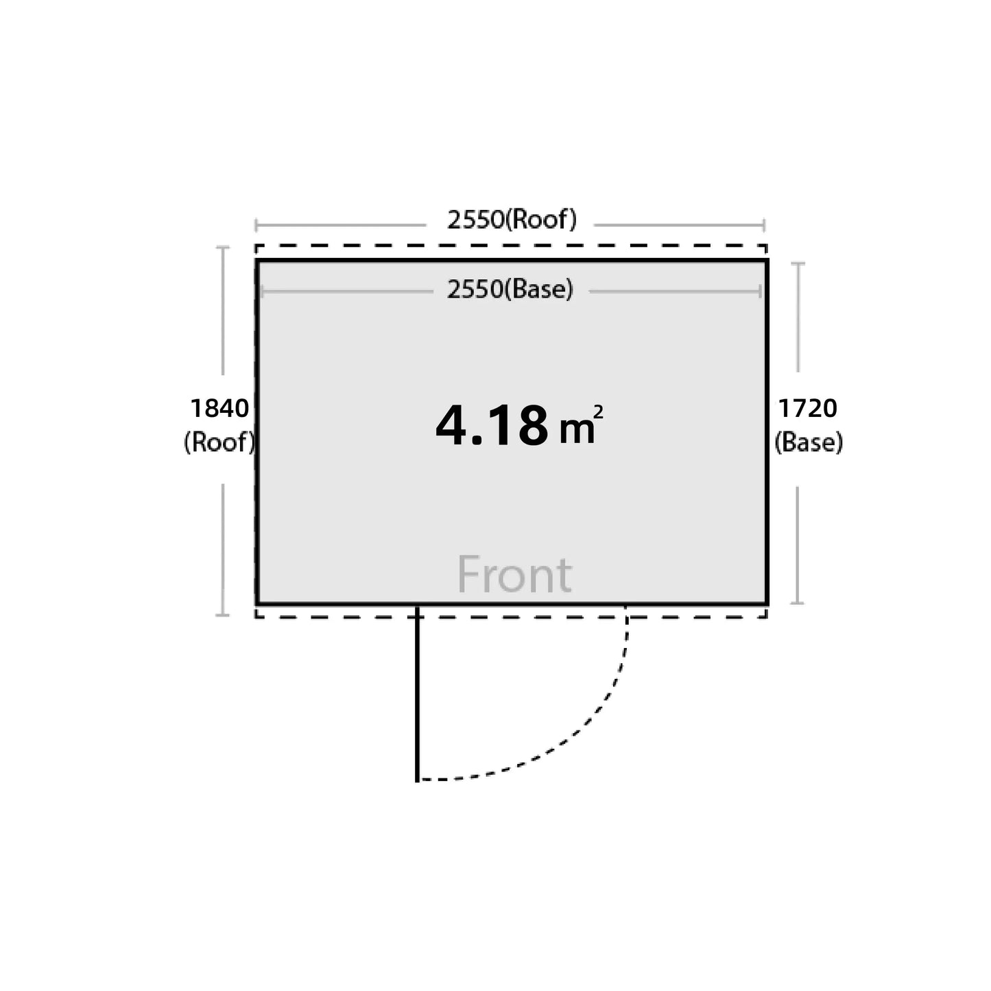 2.55m x 1.72m Garden Shed Grey Steelmates