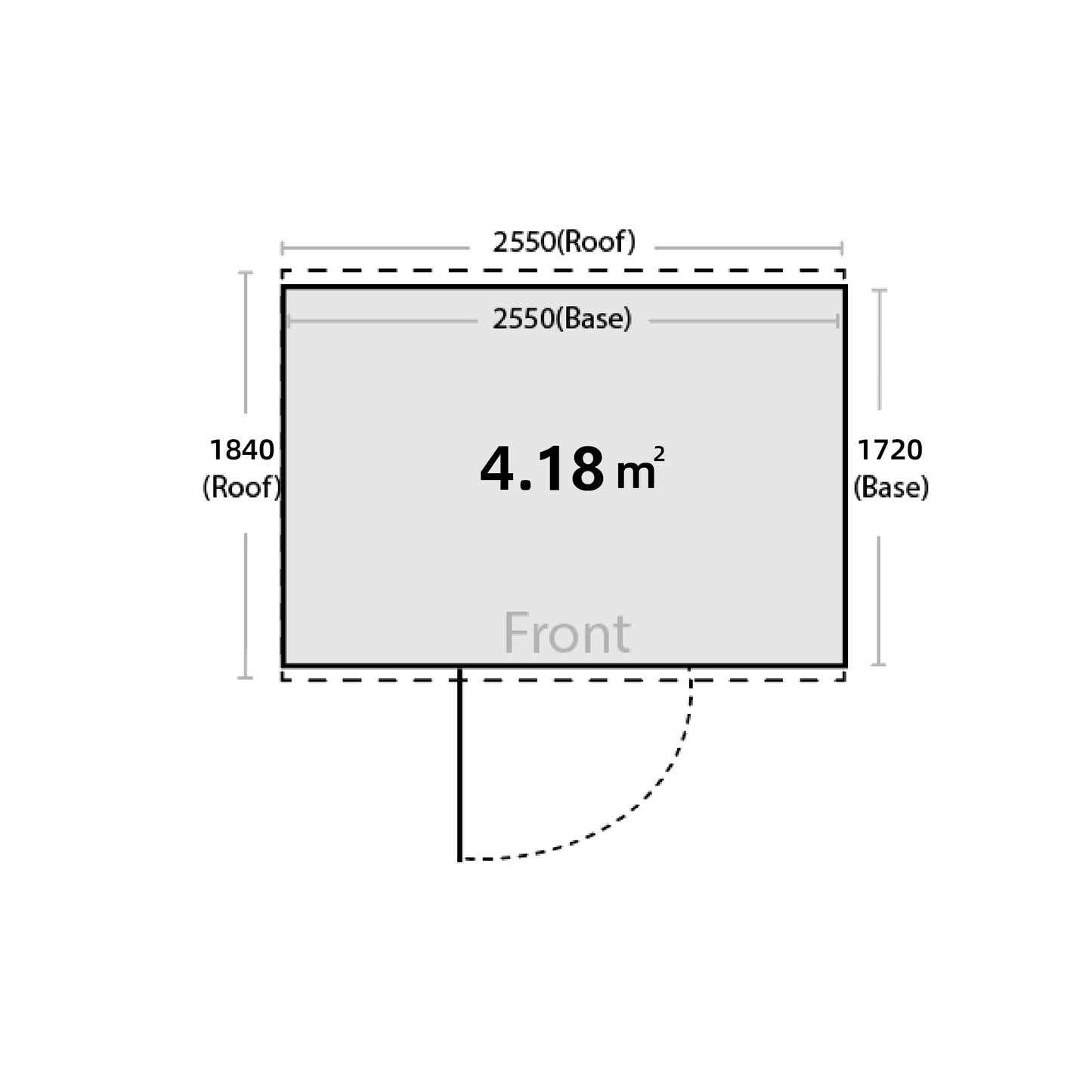 2.55m x 1.72m Garden Shed Grey