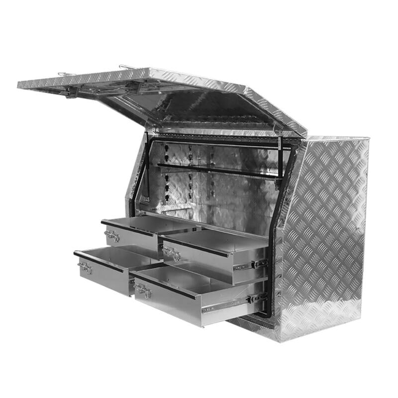 Aluminium Ute Tool Box 2.5mm 1450x530x820mm 4 Drawers Inside Vehicle Storage Steelmates