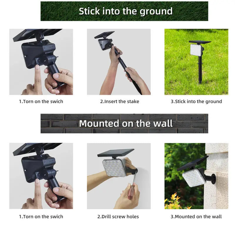 Solar outdoor garden spot light solar lights outdoor steelmates