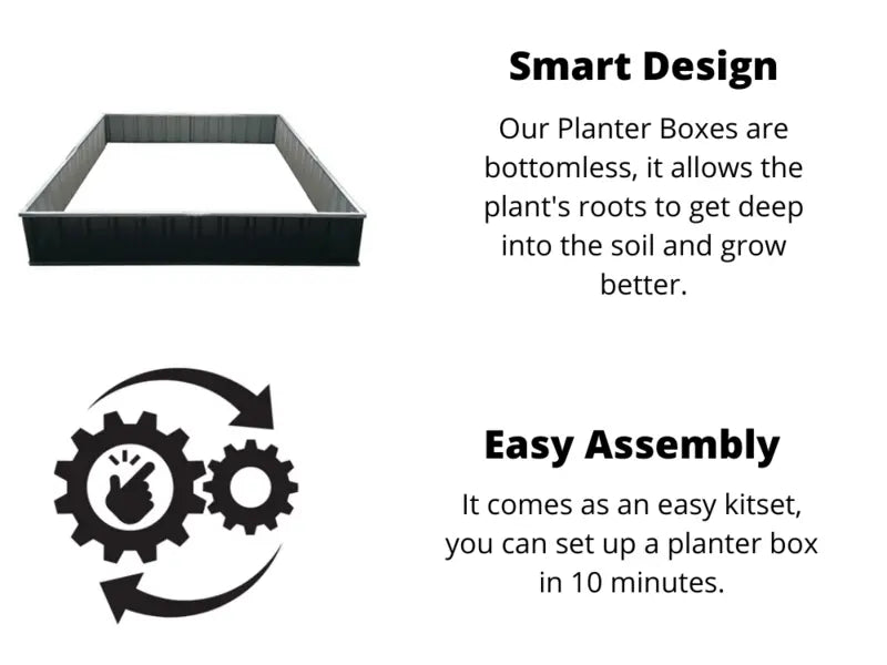 Planter box 1170 x 900 x 400mm Grey steelmates