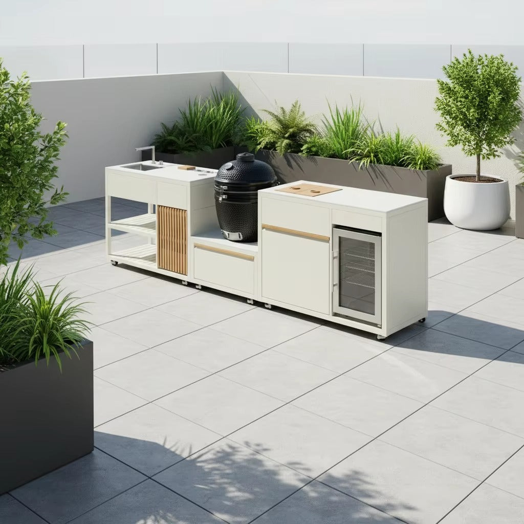 Outdoor Kitchen 3-in-1 Kamado, Sink & Fridge Configuration Steelmates