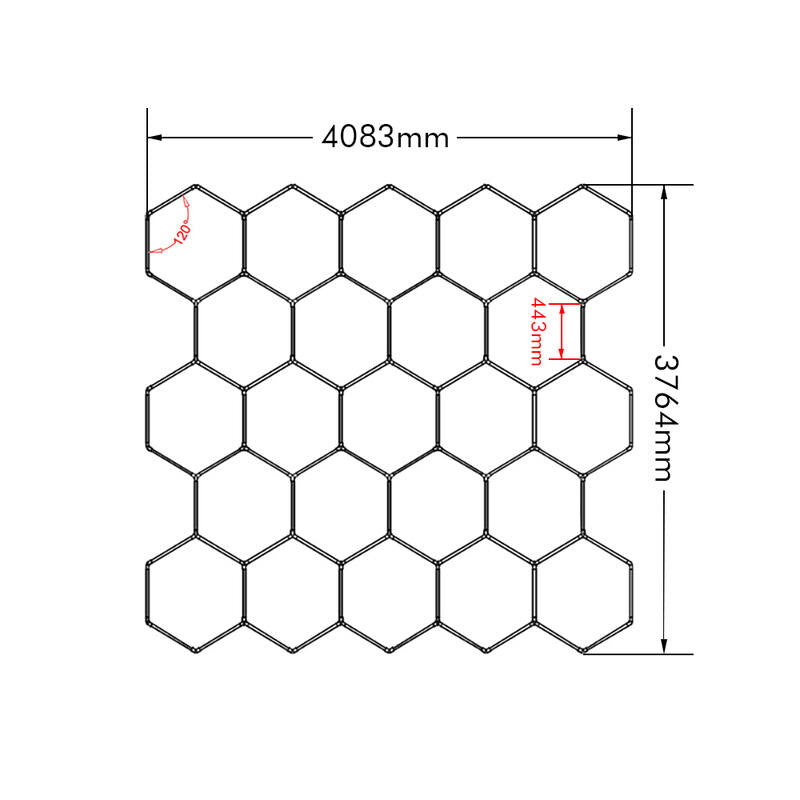 Double Garage Hexagon LED Light 4083 x 3764 mm - 23 Grid System