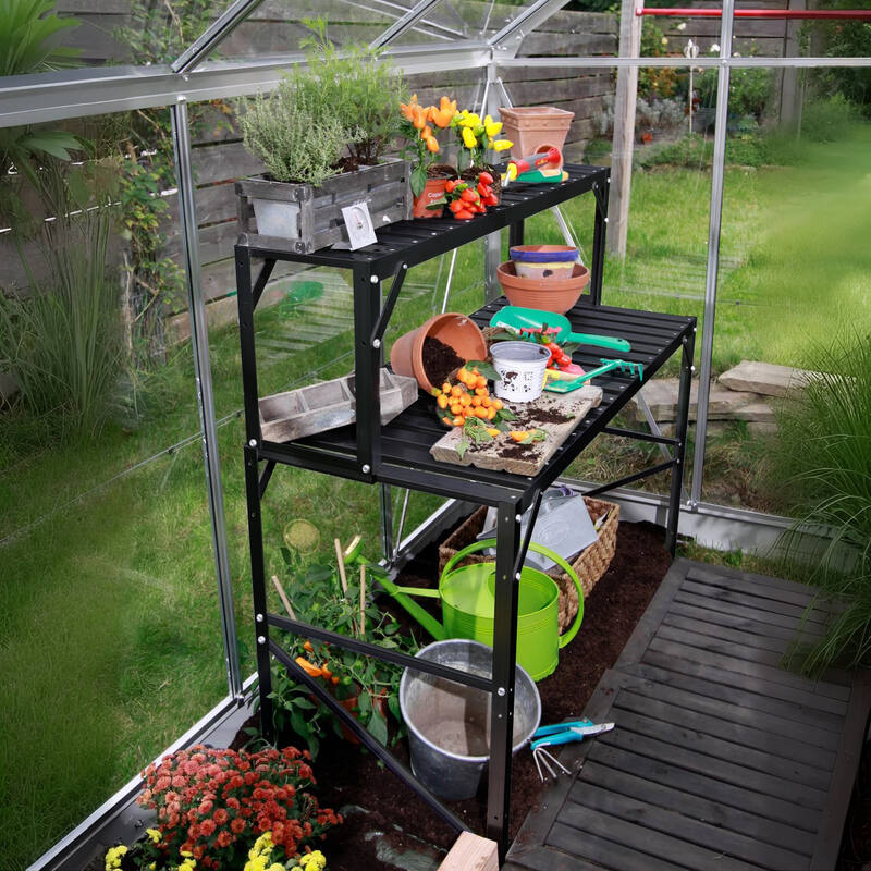 1 Tier Plant Staging for Greenhouse Steel Shelf with Top Tier Staging