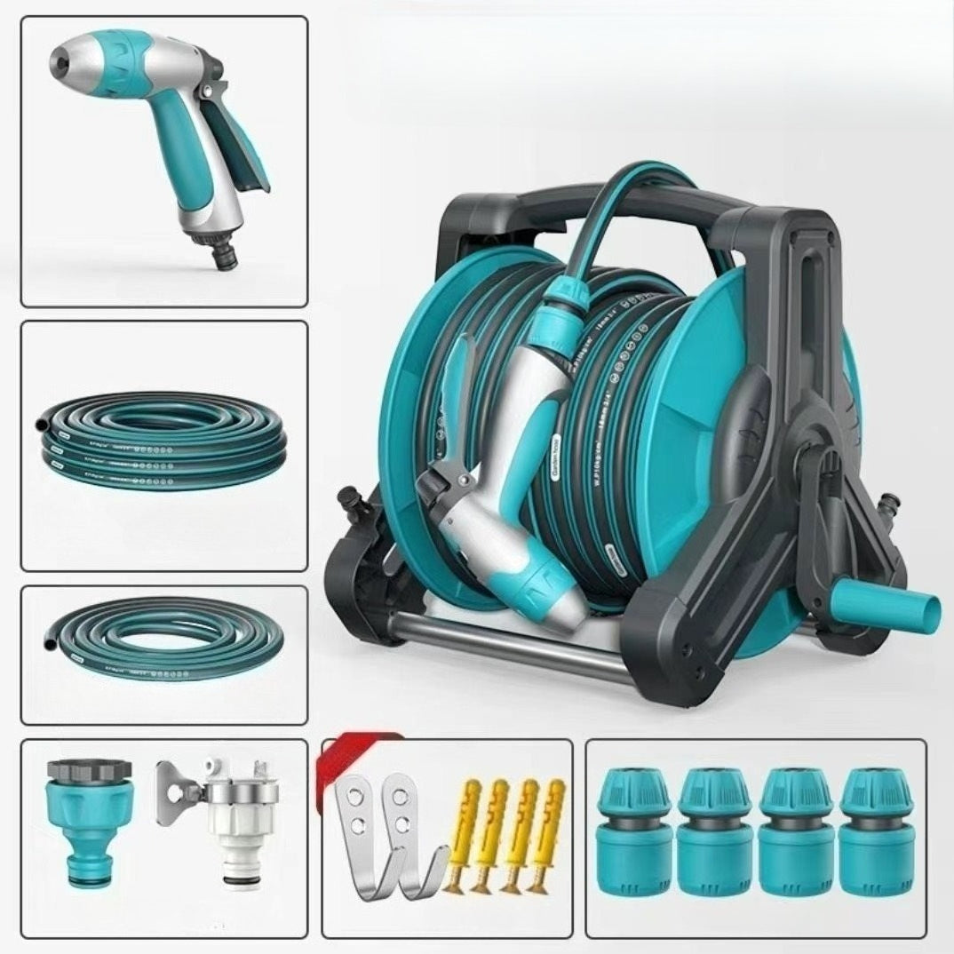 Automatic Hose Reel with 30m Reinforced Hose & High Pressure Spray Gun Steelmates