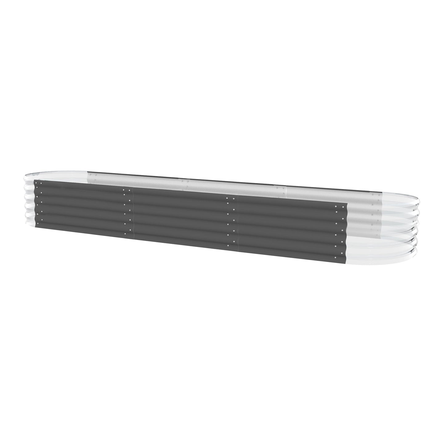 ALUMINUM-COATED ZINC SHEET GARDEN BED ROUND CORNER 82x322x40CM Steelmates