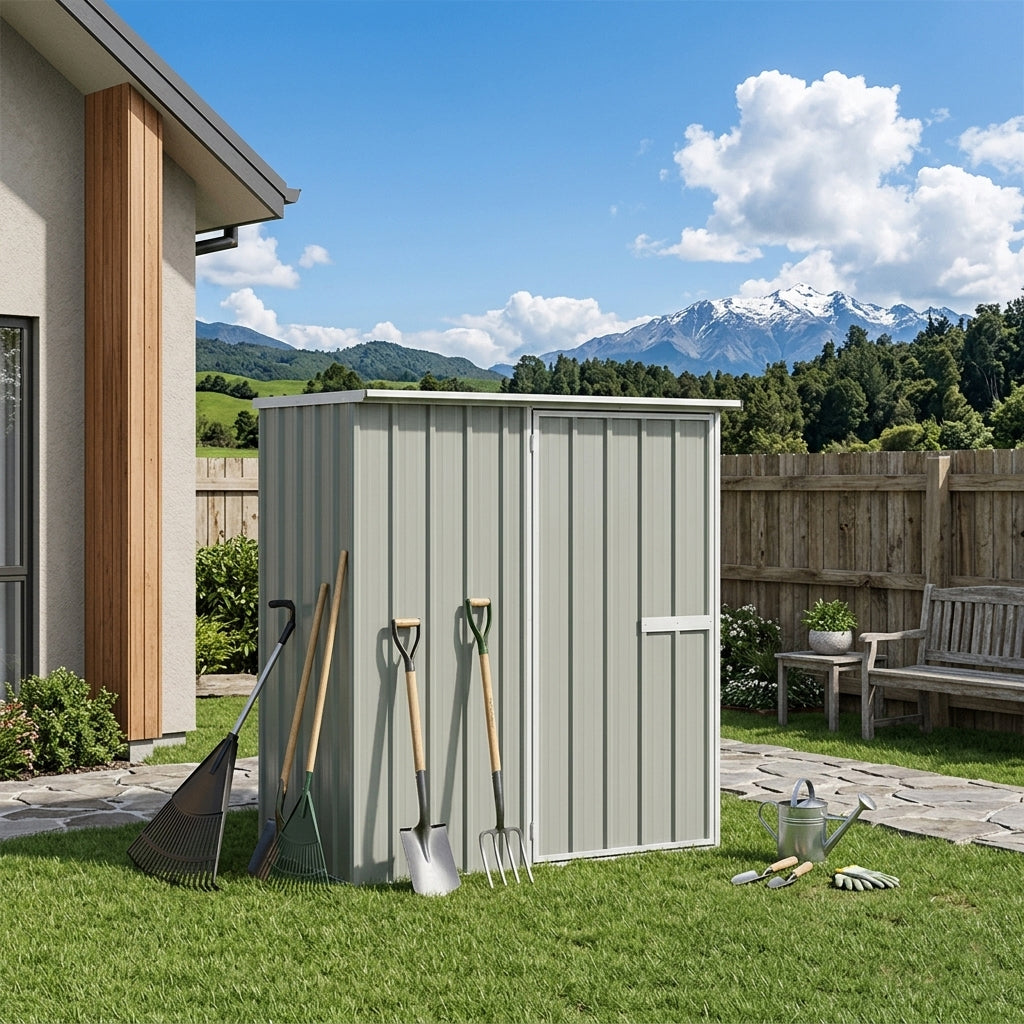 1530 x 785 x1830mm Ulti-mates Garden Shed Hazy Grey Small Garden Sheds Ulti-mates