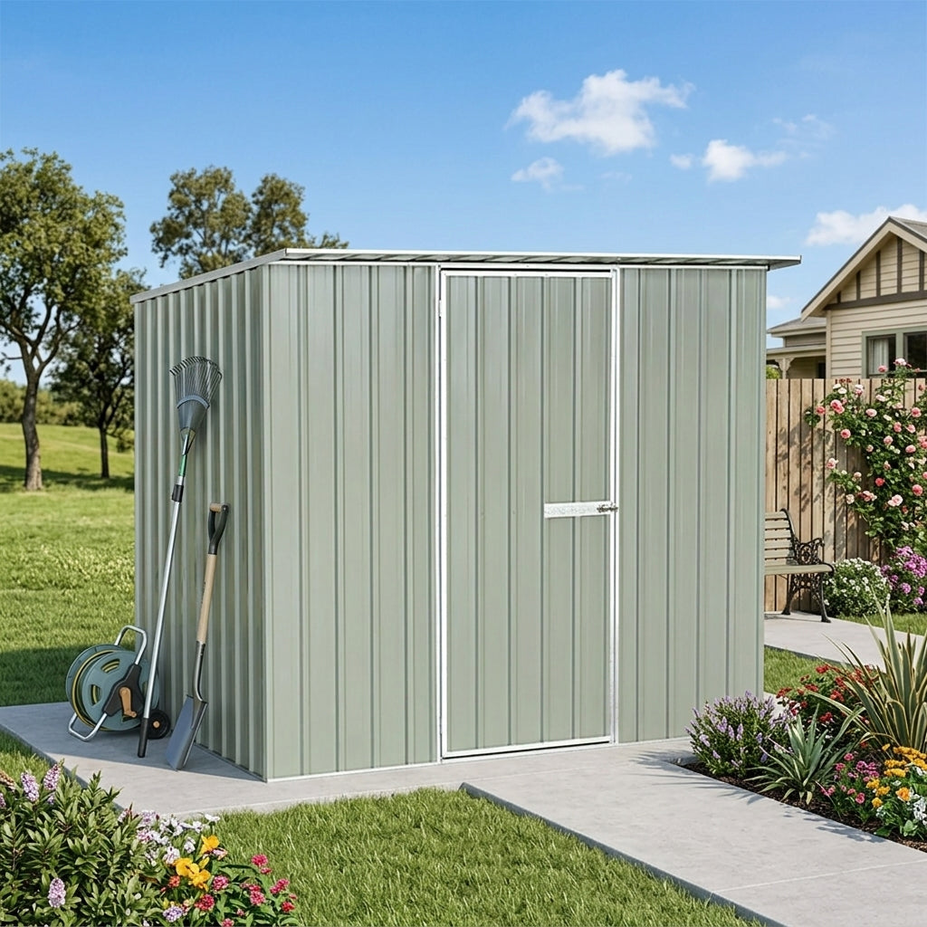 2280 x 1530 x 1980mm Ulti-mates Garden Shed Hazy Grey Small Garden Sheds Ulti-mates