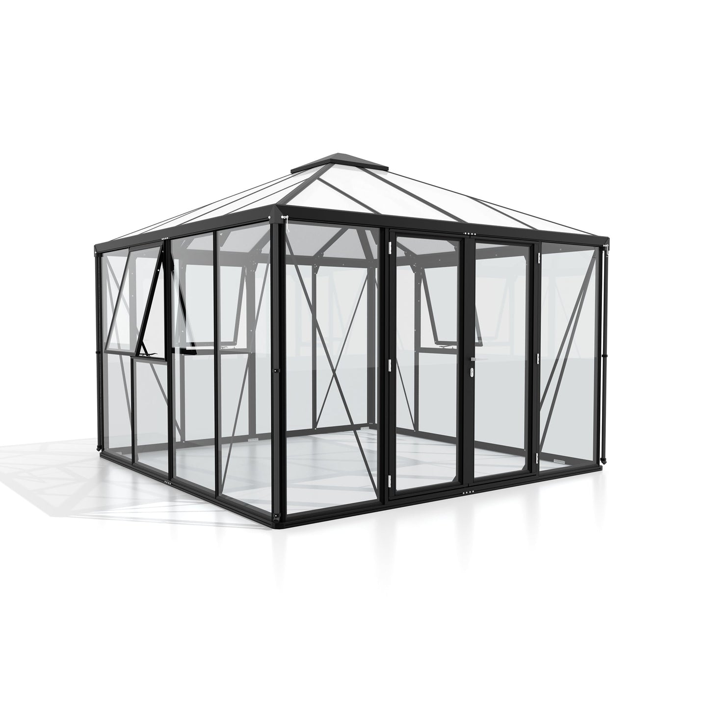 Glass Sided Greenhouse with 10mm PC Roof 322x317cm Aluminium Greenhouses Steelmates