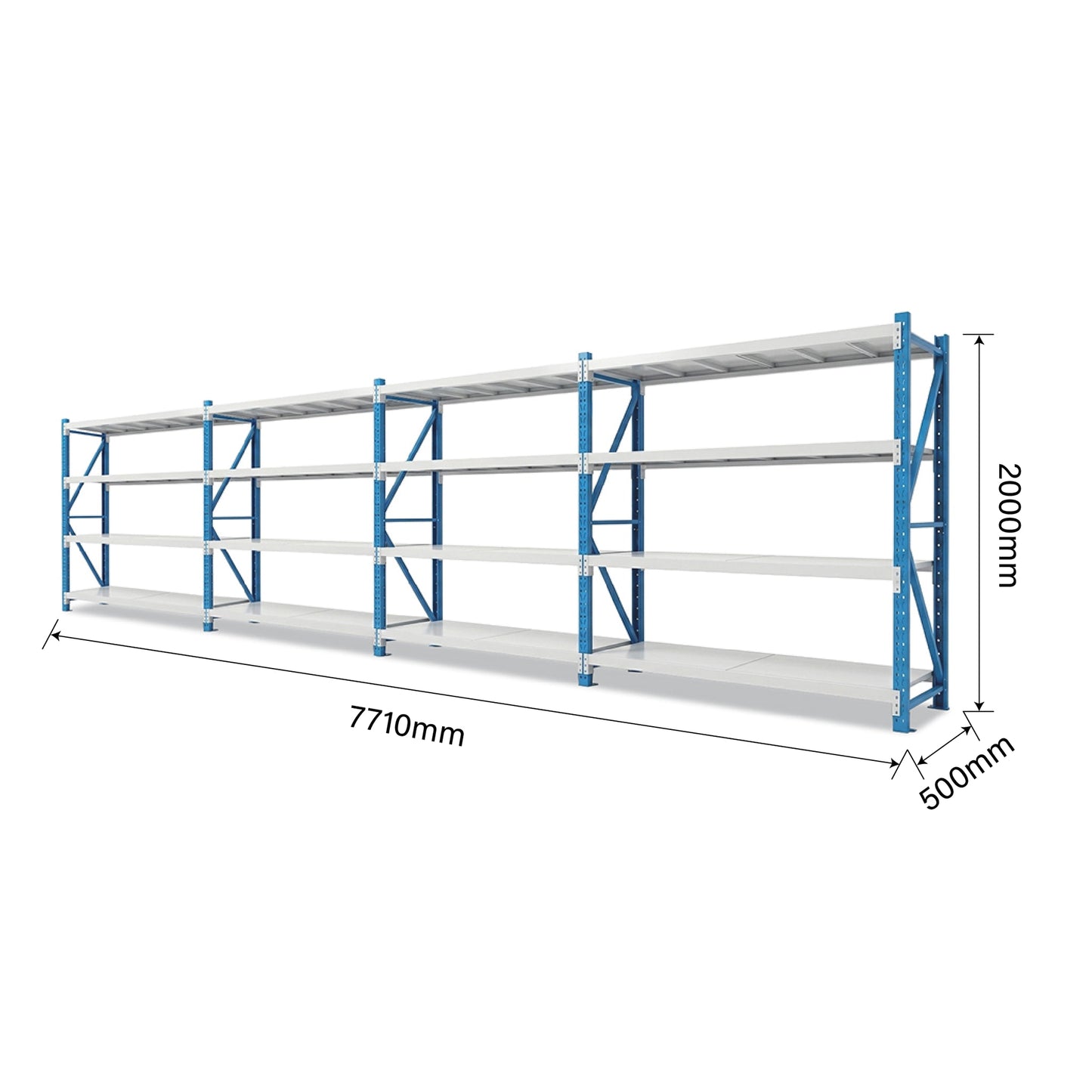 4 Tiers 7.71m x 2m x 0.5m Storage Shelving Steelmates