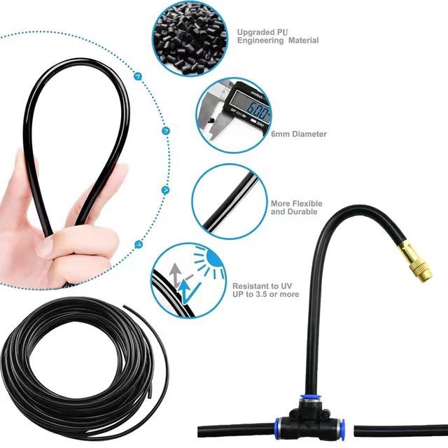 Adjustable Misting Irrigation System Kit PU Hose Garden Spray Cooling & Humidifying Set Steelmates