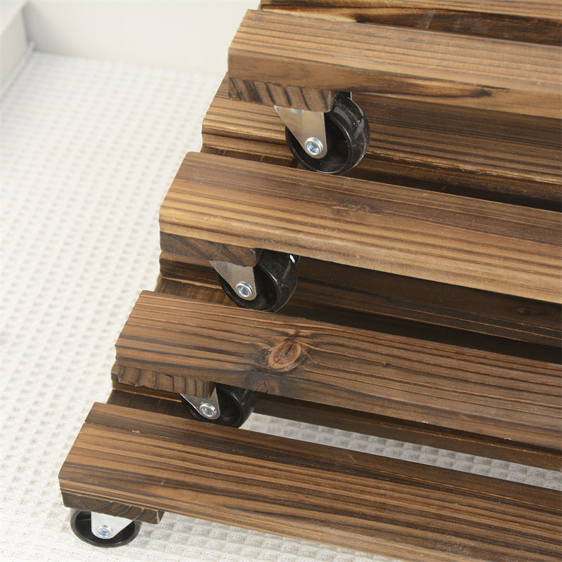 Square Wooden Plant Holder with Rolling Wheels Durable Mobile Plant Base for Indoor & Outdoor Steelmates