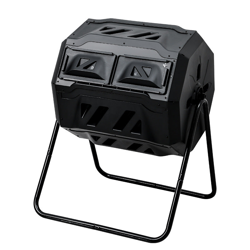 160L Dual-Chamber Outdoor Compost Tumbler Bin Rotating Garden Composting Barrel Steelmates