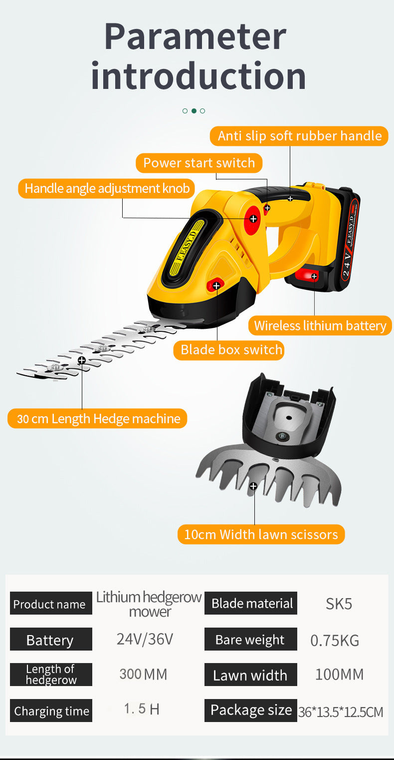 Lightweight Cordless Hedge Trimmer 2-in-1 Grass & Shrub Trimmer Steelmates