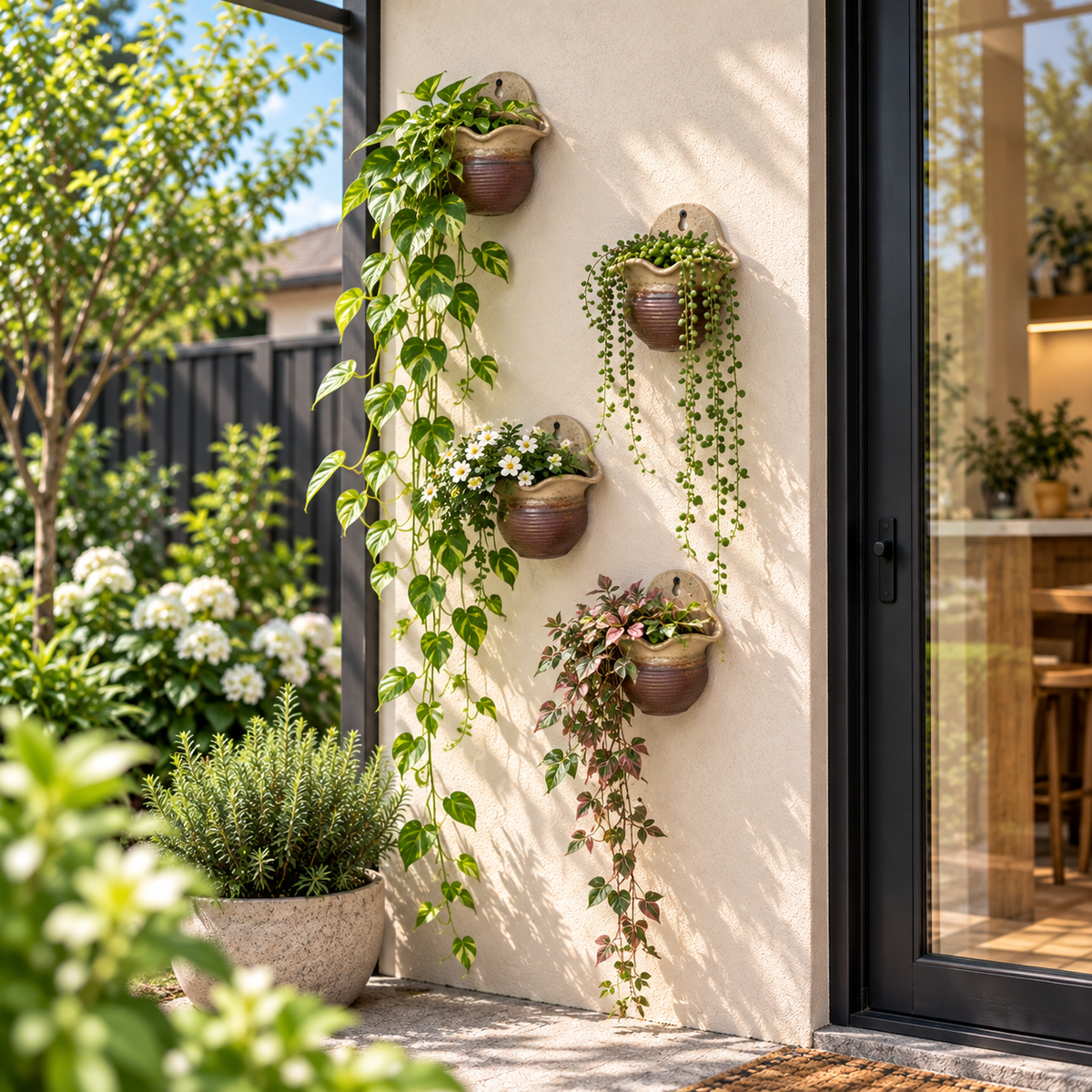 Wall-Mounted Ceramic Hanging Planter Pot – Decorative Balcony Flower Pot Steelmates