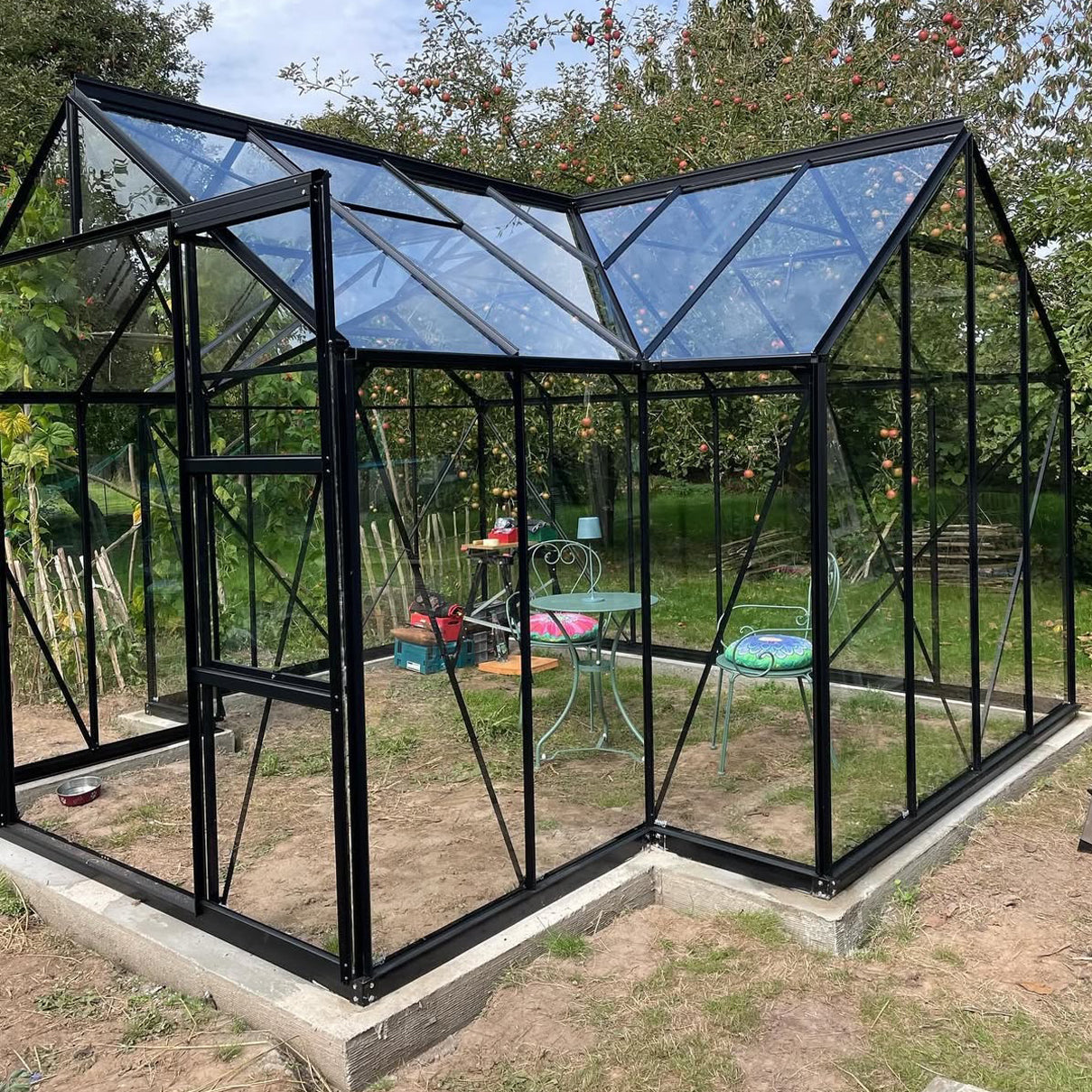 T-Shaped Glasshouse/Garden Pavilion 4mm toughened glass 3830 x 3830 x 2540 mm Glasshouses Steelmates