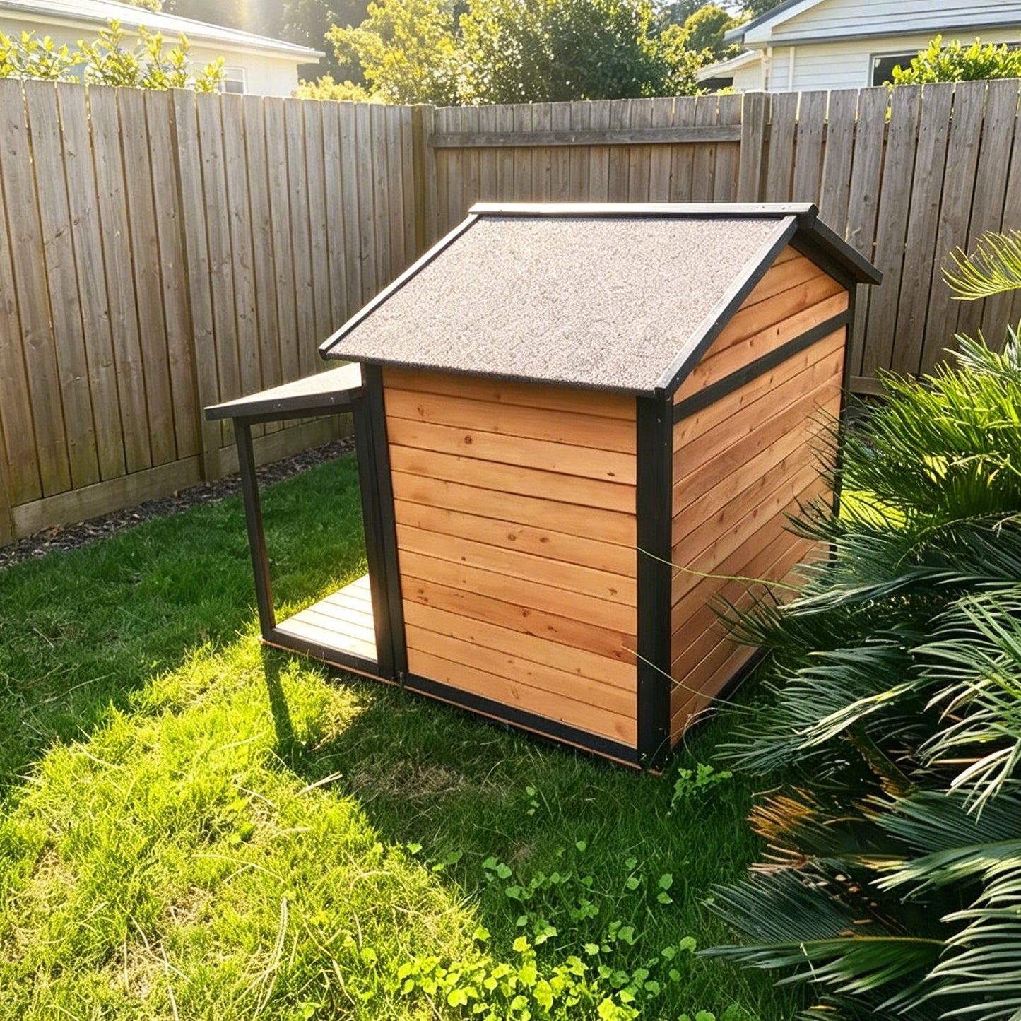 Outdoor Wooden Dog House with Gable Roof 1200x1230x1050mm Steelmates