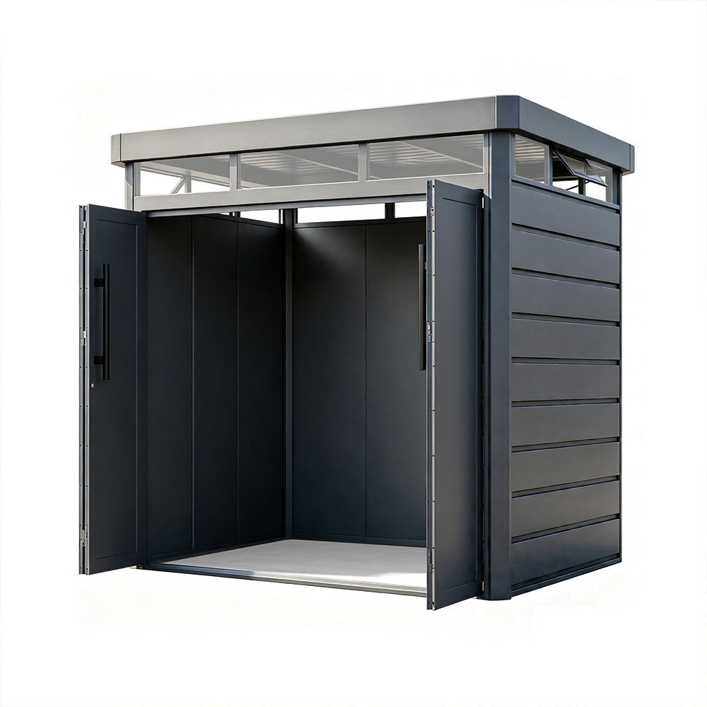 Galvanized Steel Garden Shed with Wide Folding Doors -230cm Height Small Garden Sheds Steelmates