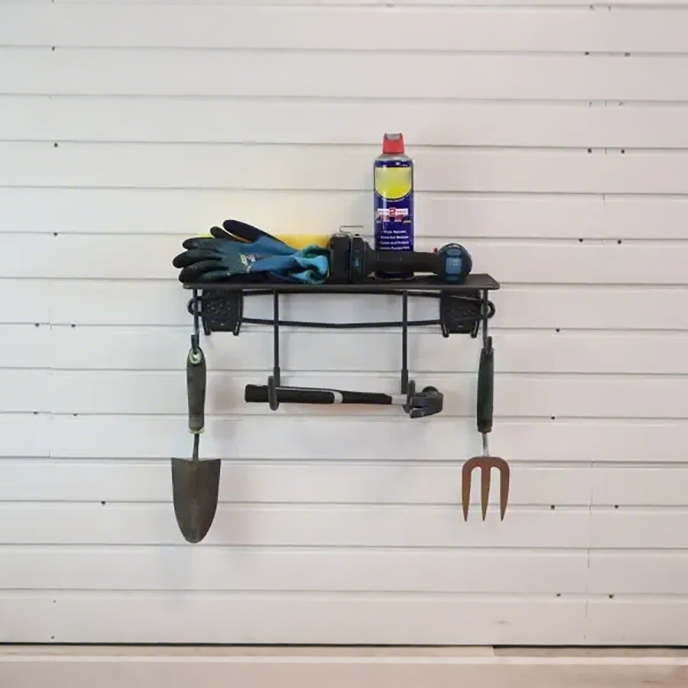 Slatwall Shelf with Two Bottom Hooks – Grey Steelmates