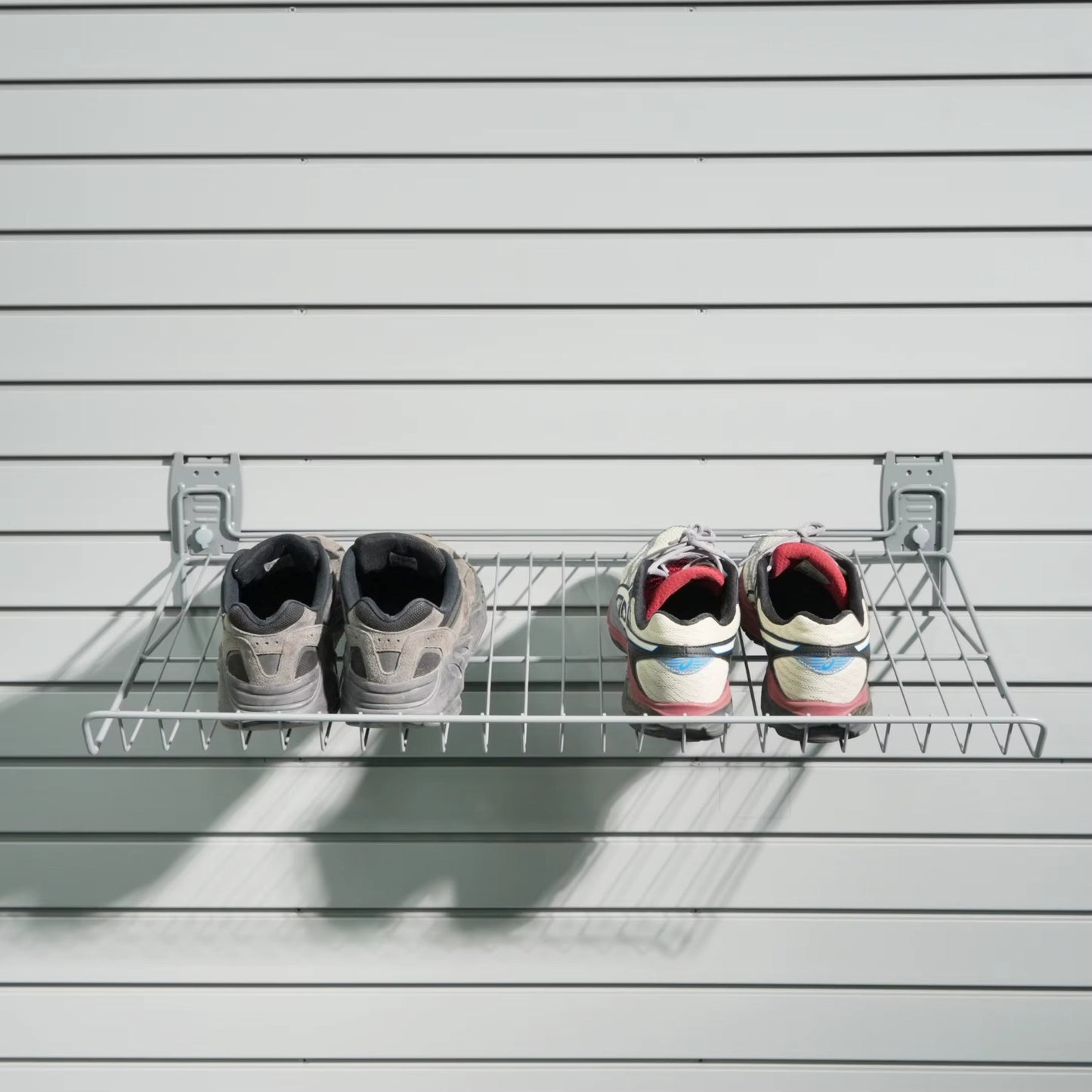 Slatwall Shoe Rack – Grey Steelmates