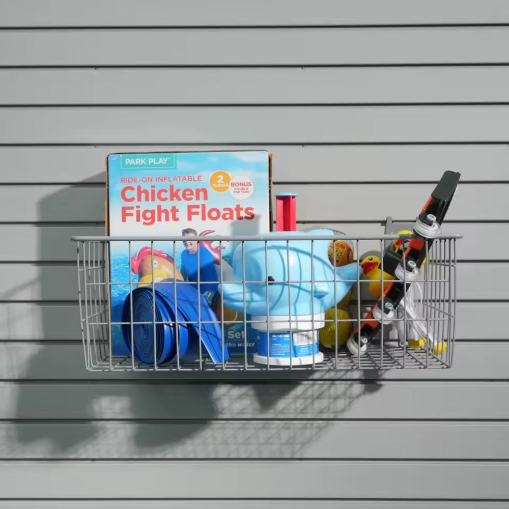 24" x 12" Slatwall Deep Basket – Grey Steelmates