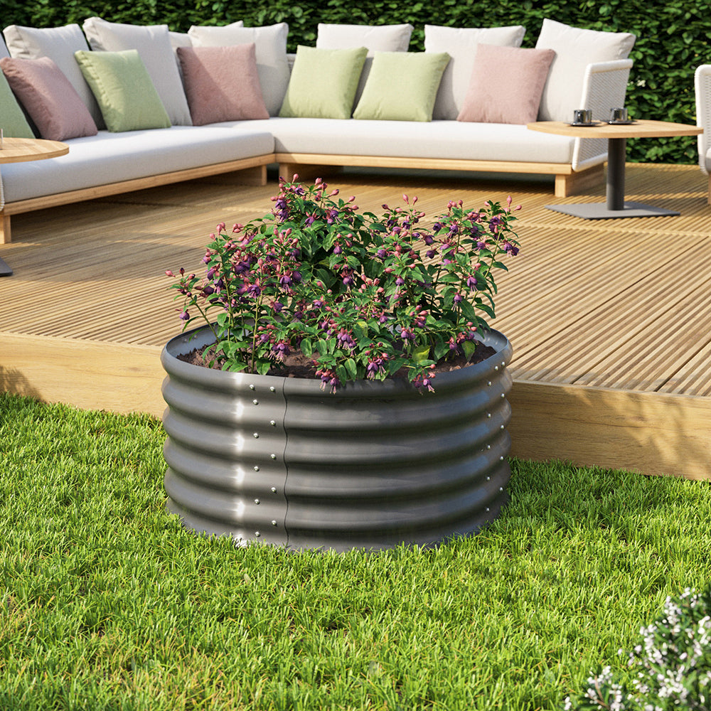 ALUMINUM-COATED ZINC SHEET GARDEN BED ROUND 82x82x40CM Steelmates