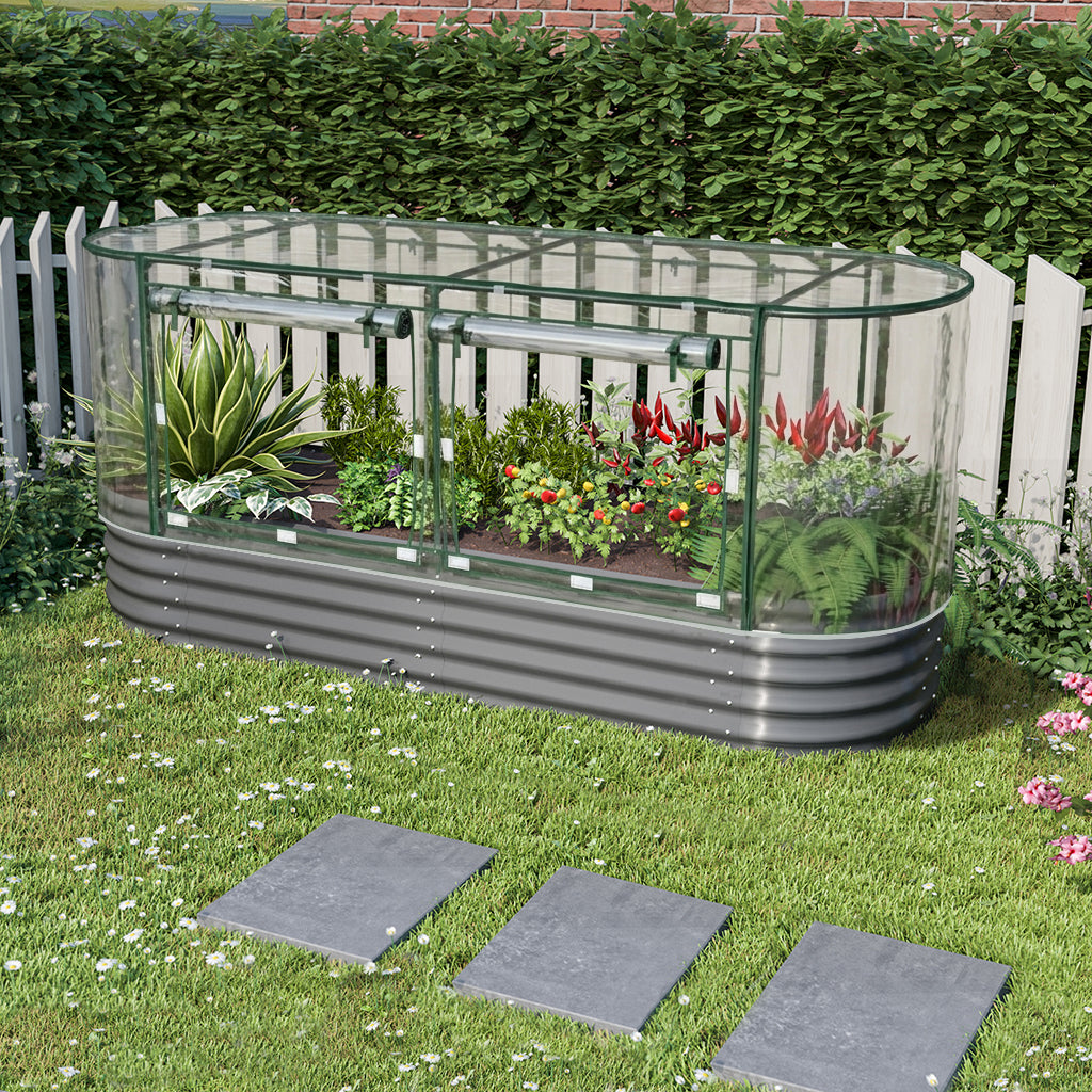 ALUMINUM-COATED ZINC SHEET GARDEN BED WITH COVER -2420 Length Steelmates
