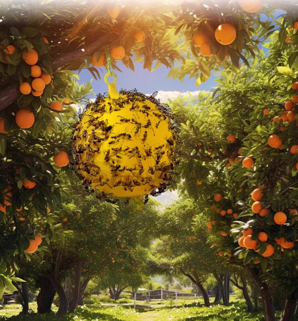 Hanging Yellow Sticky Trap Ball Outdoor Garden Fruit Fly Catcher Steelmates