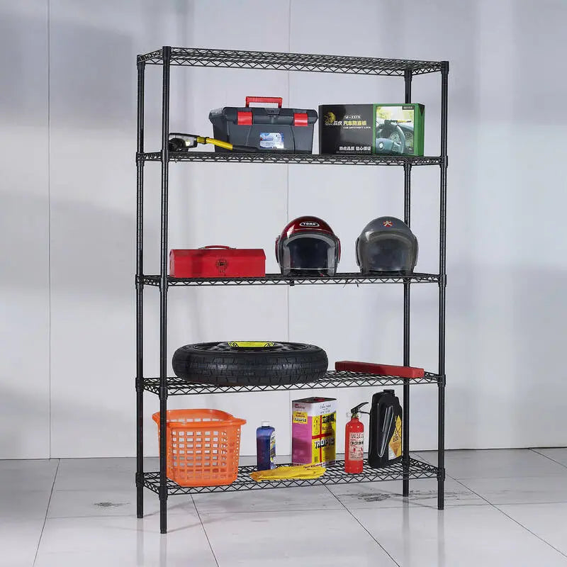 Epoxy 5 Tier Chrome Wire Shelving 1800x450xH1800 Black Refrigerate steelmates