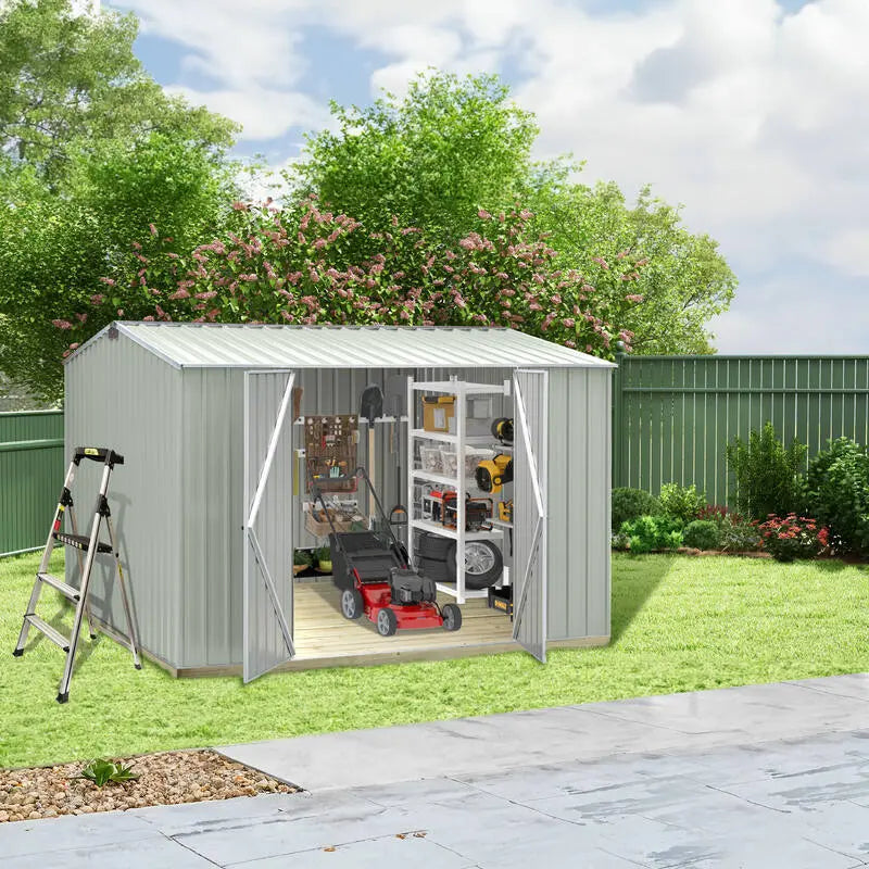 3030 x 2280 x 2025mm Ulti-mates Garden Shed Gable Roof Hazy Grey Ulti-mates