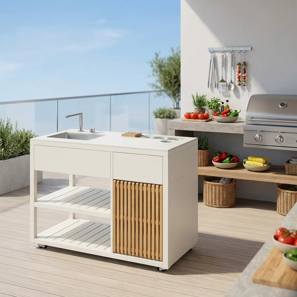 Outdoor Kitchen Sink Module – Double Waste Bin System Steelmates