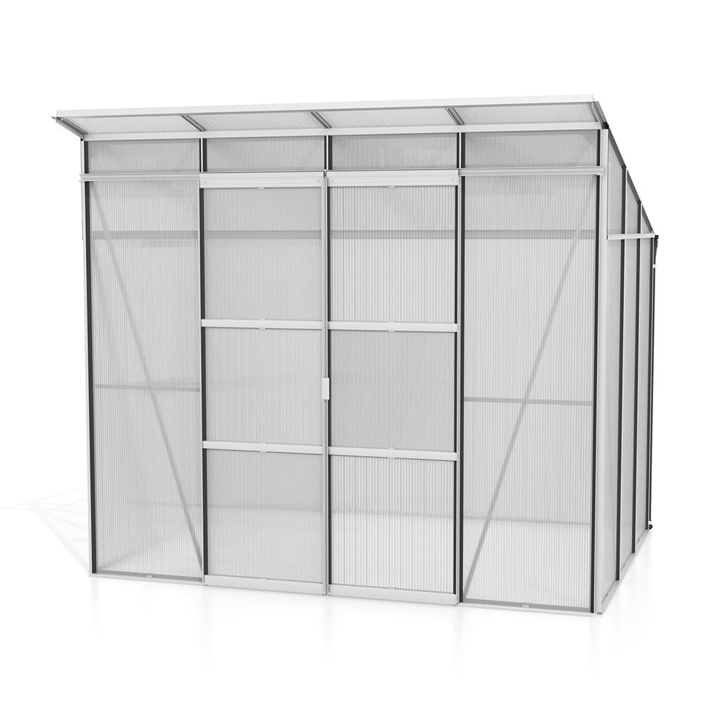 6MM Polycarbonate Greenhouse with Sloping Roof -254x192cm Aluminium Greenhouses Steelmates