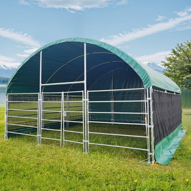 Livestock Shelter 6x6x3.7m with Net Sides Green steelmates