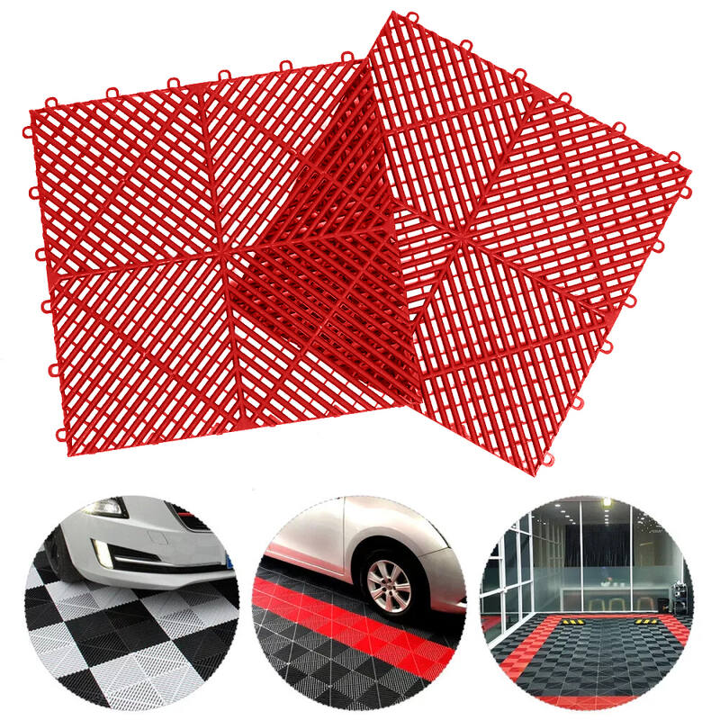 Interlocking Garage Floor Tiles 40x40x1.8 cm Deck Tile Red Steelmates