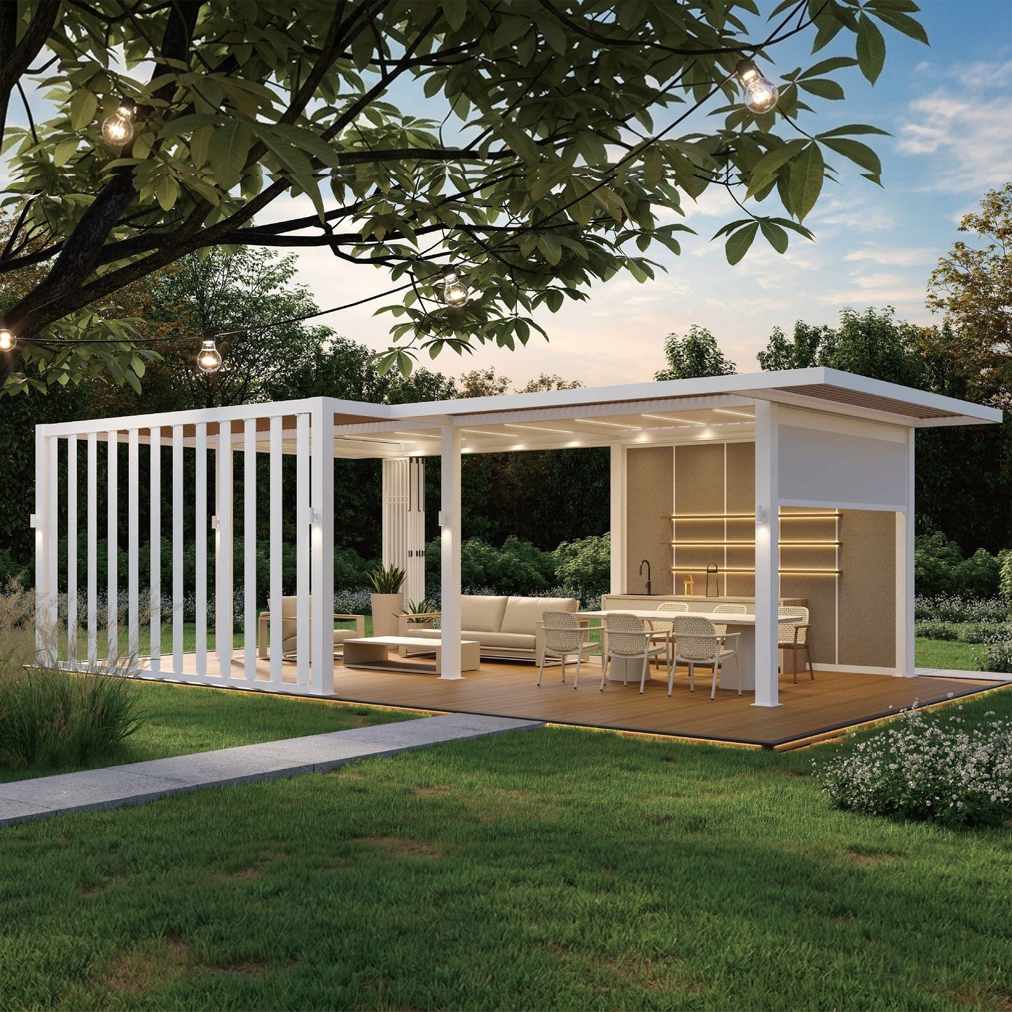 Luxury Outdoor Pavilion with Kitchen Cabinet Set Steelmates