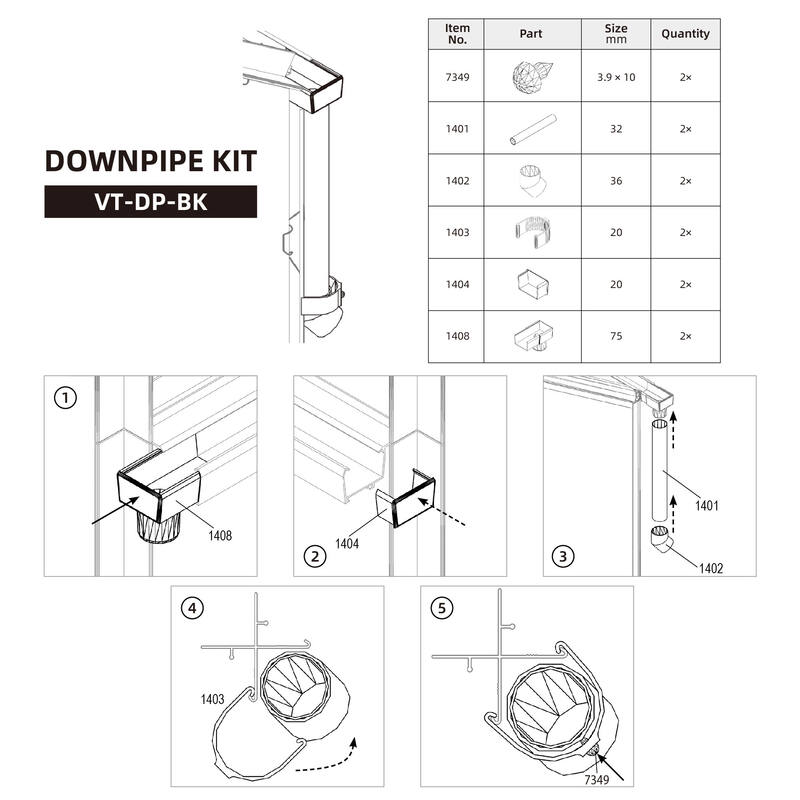 Rainwater Collection Downpipe Kit for VT Series Greenhouse Steelmates