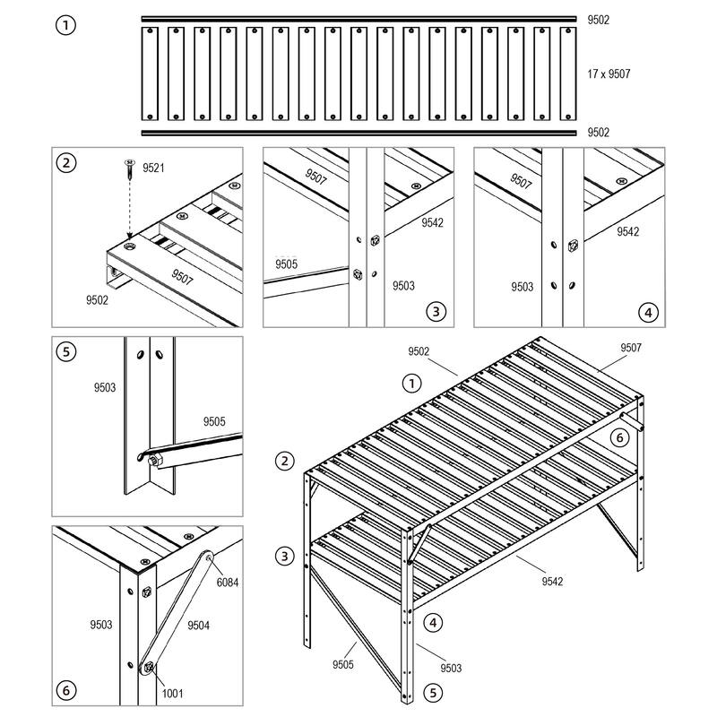 2 Tier Aluminium Plant Staging Shelf for Greenhouse 1200 x 500 x 750mm Steelmates