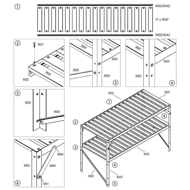 2 Tier Aluminium Plant Staging Shelf for Greenhouse 1200 x 500 x 750mm Steelmates
