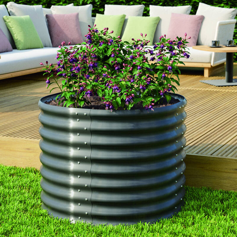 ALUMINUM-COATED ZINC SHEET GARDEN BED ROUND 82x82x63CM steelmates