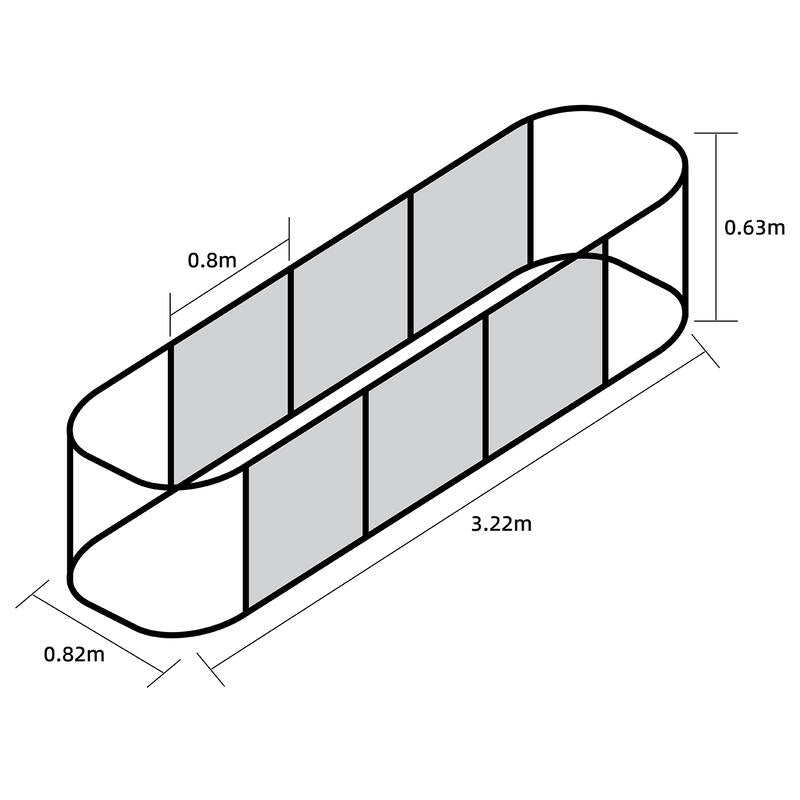 ALUMINUM-COATED ZINC SHEET GARDEN BED ROUND CORNER 82x322x63CM