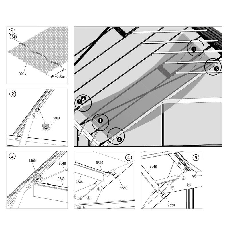 Curtain Shade for VT Series Glasshouse - 187 x 259CM Steelmates