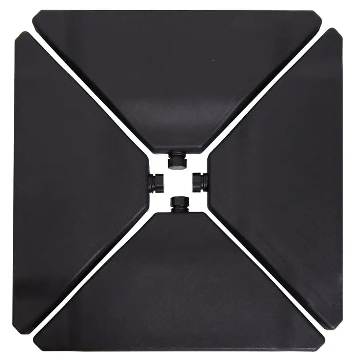 Garden Cantilever Round Umbrella - 4 pcs water & sand filled base Black steelmates