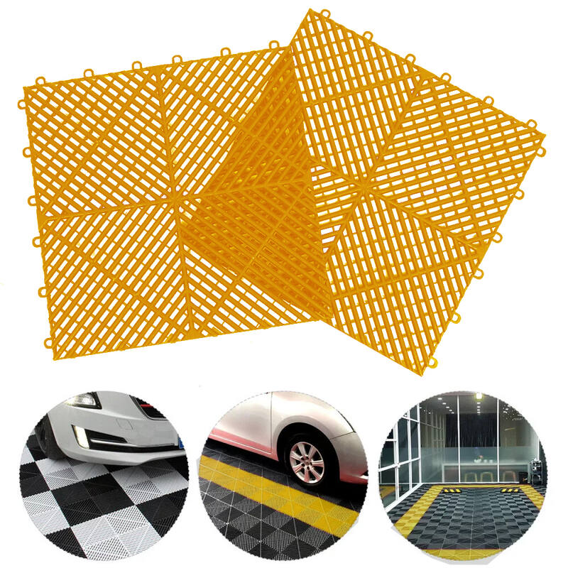 Interlocking Garage Floor Tiles 40x40x1.8 cm Deck Tile Yellow Steelmates