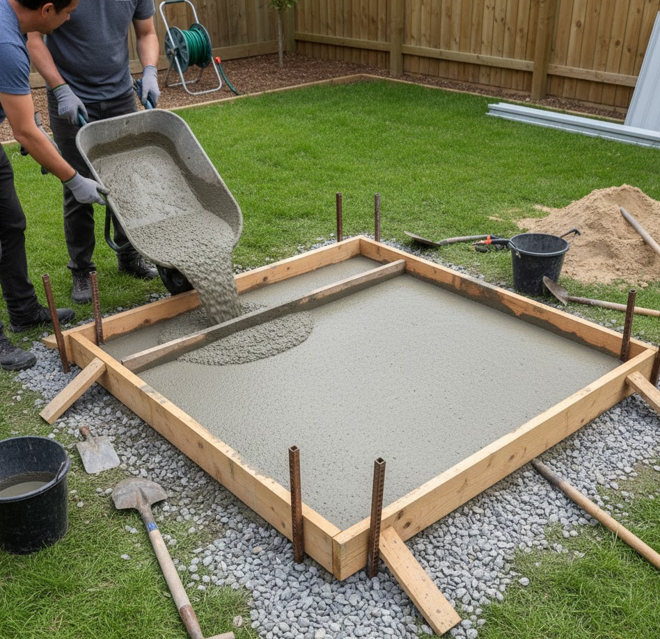 How to make concrete pad for your shed Steelmates
