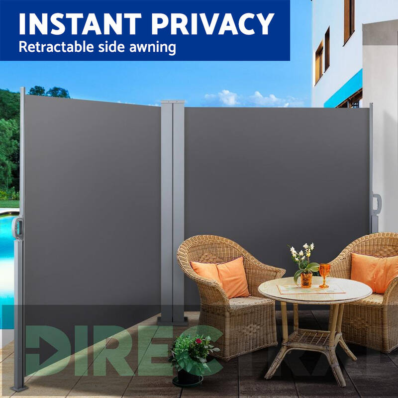 Retractable Side Awning Privacy Screen Shade 2MX6M- Dark Grey