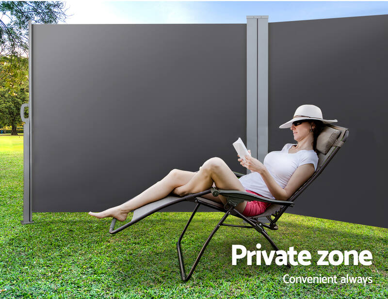 Retractable Side Awning Privacy Screen Shade 2MX6M- Dark Grey