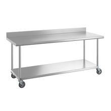 2-Tier Stainless Steel Workbench with Backsplash & Wheels-1.2M