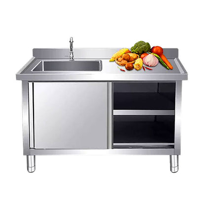 Stainless Steel Single Sink with Right Table Cabinet-1200x600x850MM