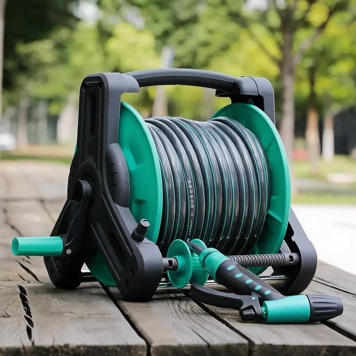 30m Garden Hose Reel with Reinforced Hose & Adjustable Spray Gun  Steelmates